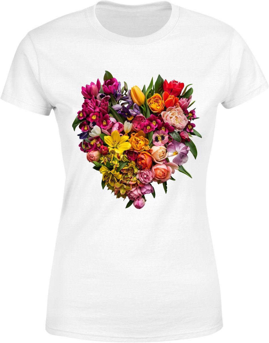 Koszulka damska kwiatowa piękne serce z kwiatów 2 T-shirt damski