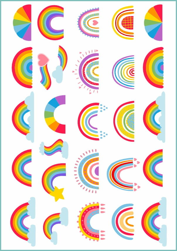 Tatuaże tymczasowe zmywalne kolorowa tęcza, format A4