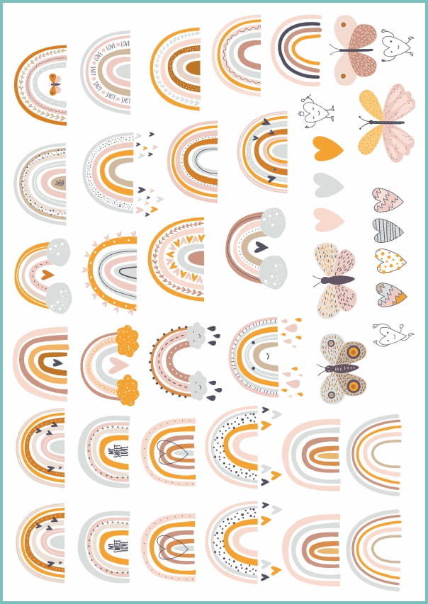 Tatuaże tymczasowe zmywalne pastelowa tęcza, format A4