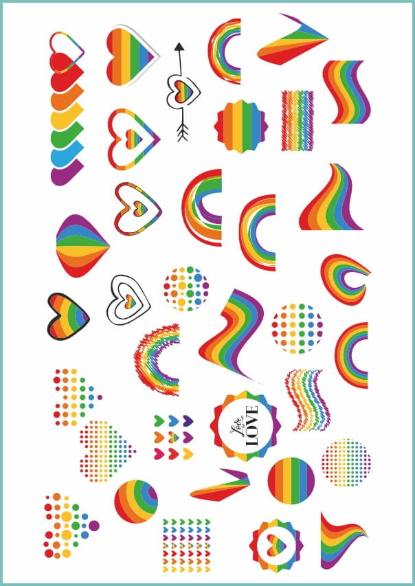 Tatuaże tymczasowe zmywalne tęcza symbole, format A4