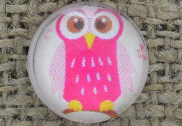 [046206] Kaboszon szklany 12mm sowa różowa 2szt