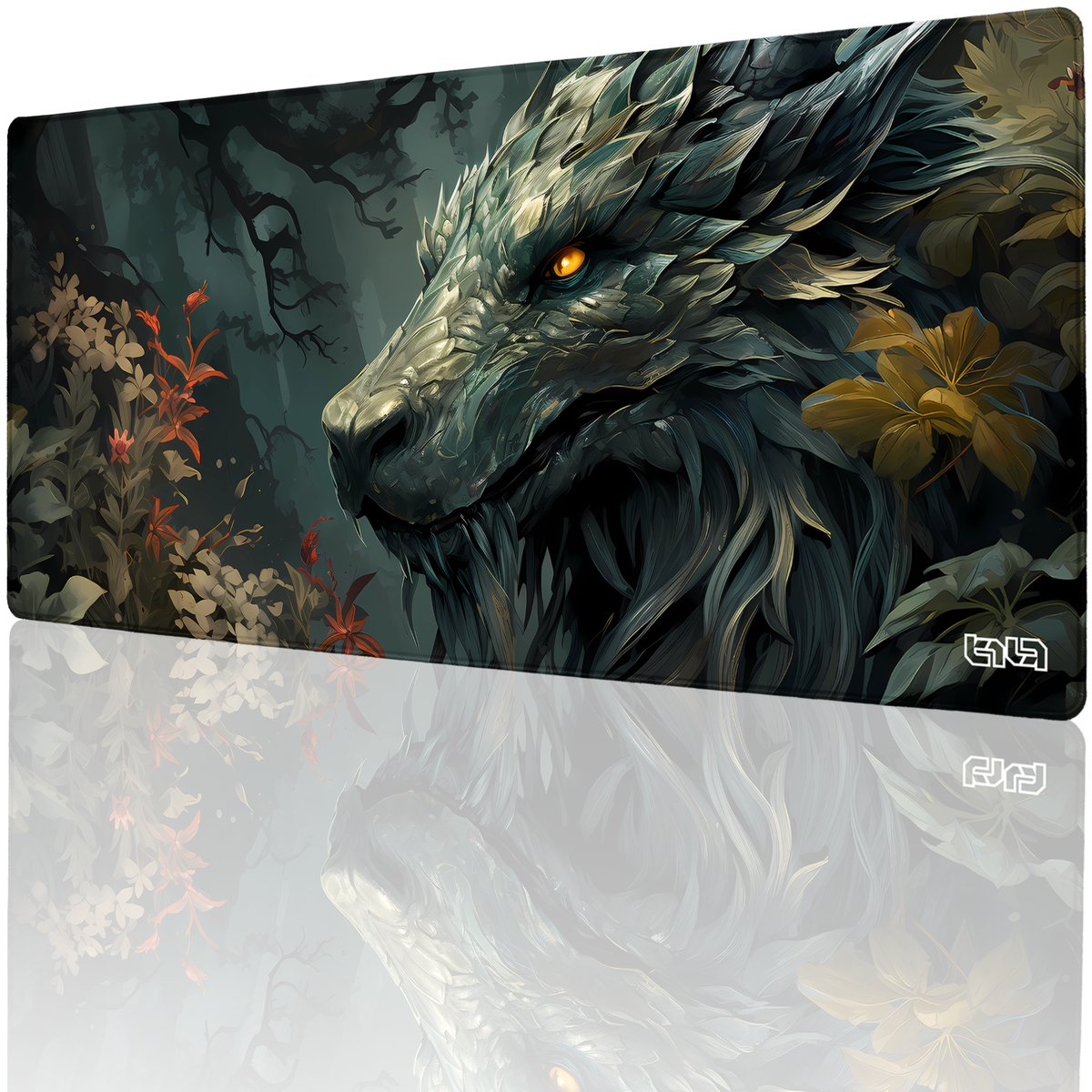 PODKŁADKA POD MYSZKĘ XXL Leśny Smok 90x40 TILT Wytrzymała Gamingowa