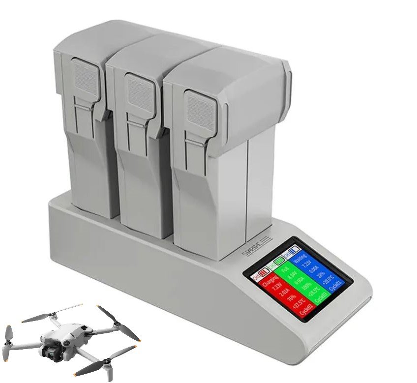Ładowarka HUB dron DJI Mini 3 / Mini 3 Pro / Mini 4 Pro 3aku wyświetlacz kolor