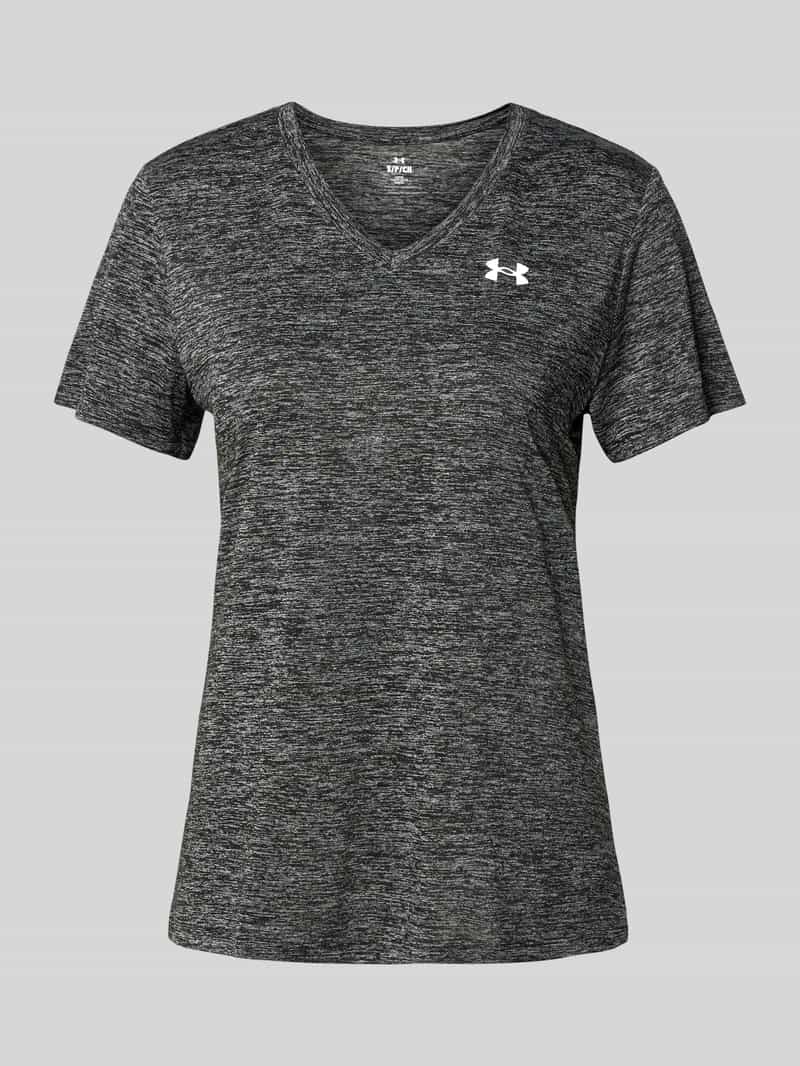T-shirt z dekoltem w serek model ‘Tech’