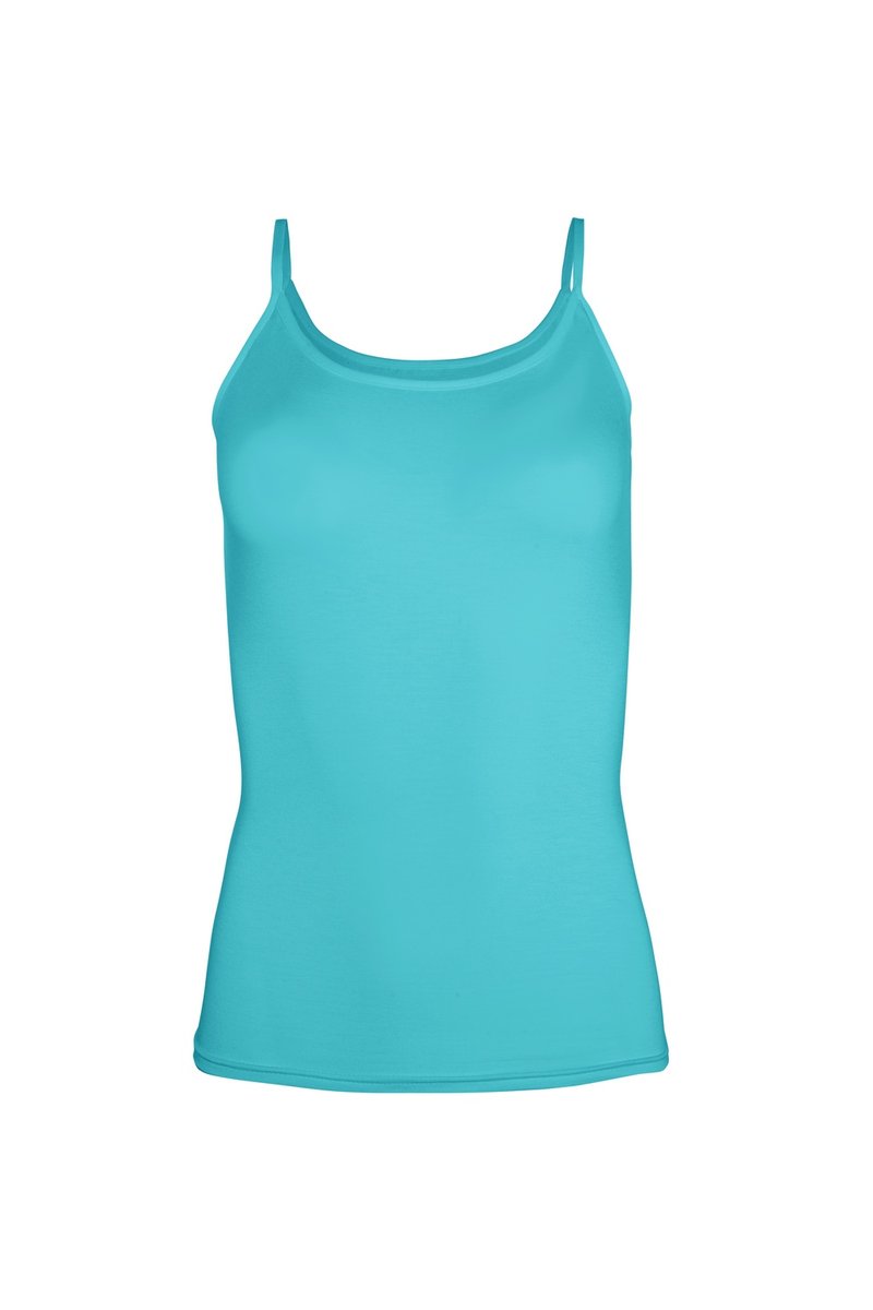 Koszulka damska na wąskich ramiączkach MACADI turkusowa  S