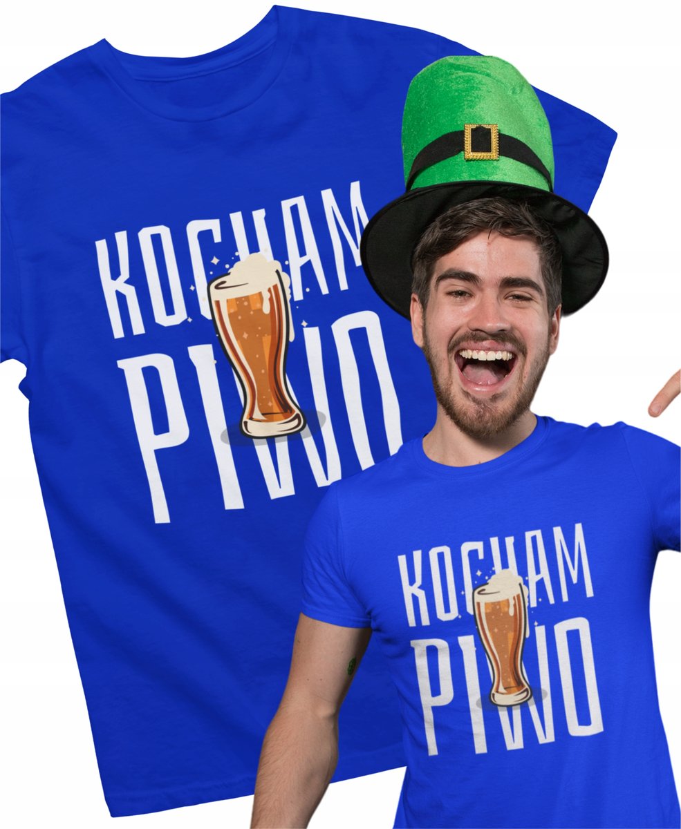 Męska koszulka dla Wędkarza Super prezent dla Taty dla Przyjaciela na Urodziny Śmieszna koszulka z napisem Kocham Piwo 4XL