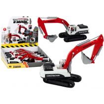 Koparka gąsienicowa biało-czerwona metalowa Leantoys