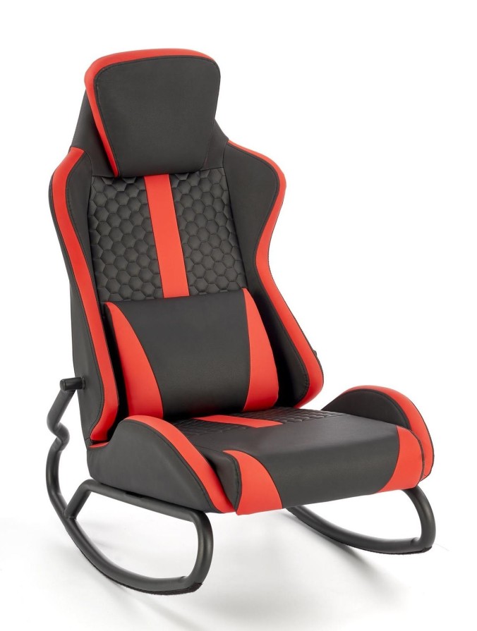 Fotel gamingowy dla graczy GAMER czarny/czerwony na płozie