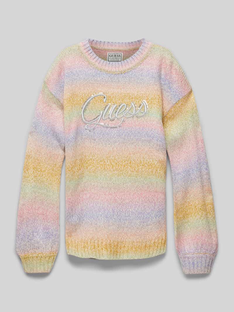 Sweter z dzianiny z wyhaftowanym logo