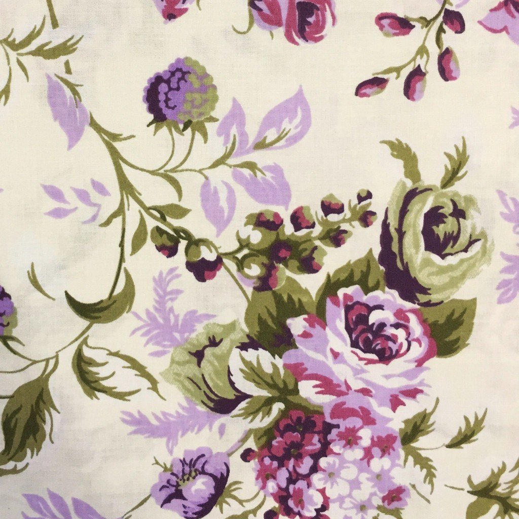 Tkanina bawełniana kwiaty róże cygańskie fioletowe