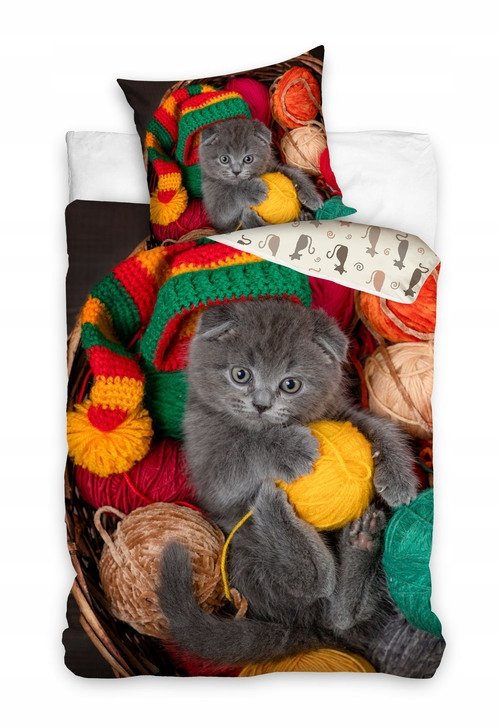 POŚCIEL bawełniana KOT 160x200 cm
