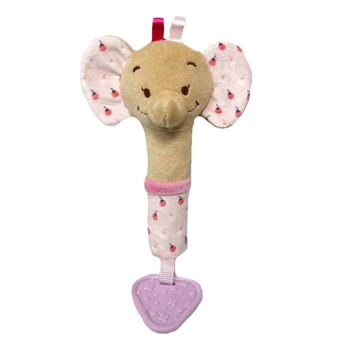 Tulilo, zabawka z dźwiękiem, słonik, różowy, 17 cm