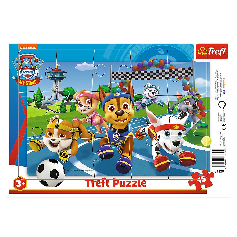 Trefl, puzzle ramkowe, uczynne pieski, 15 elementów