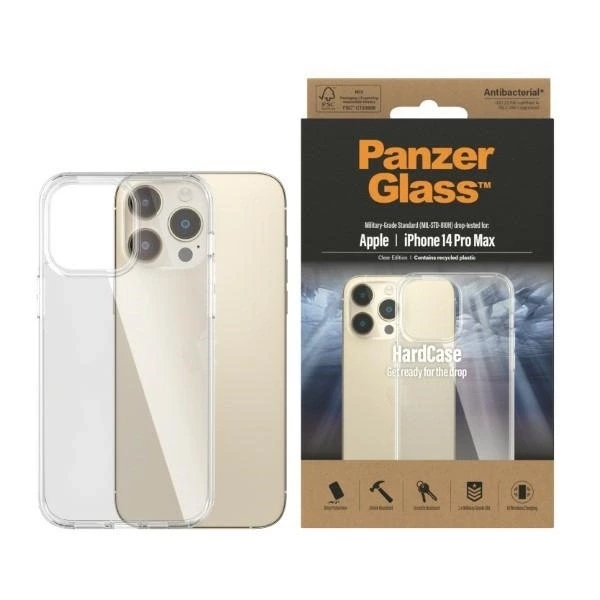 Etui PanzerGlass HardCase antybakteryjne z certyfikatem Military Grade na iPhone 14 Pro Max - przezroczyste