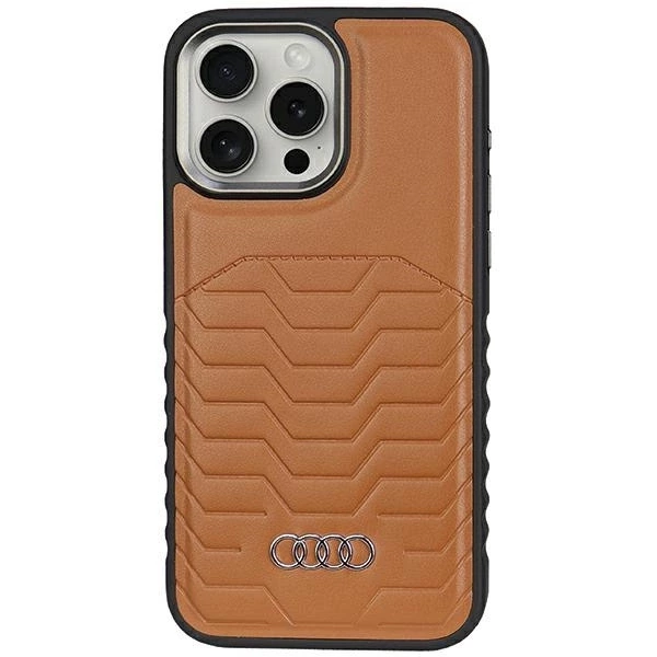 Etui Audi Synthetic Leather z MagSafe na iPhone 14 Pro Max - brązowe