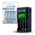 ZESTAW Ładowarka akumulatorków Ni-MH everActive NC-450 Black Edition + 4x akumulatorki everActive R6/AA Ni-MH 2000 mAh