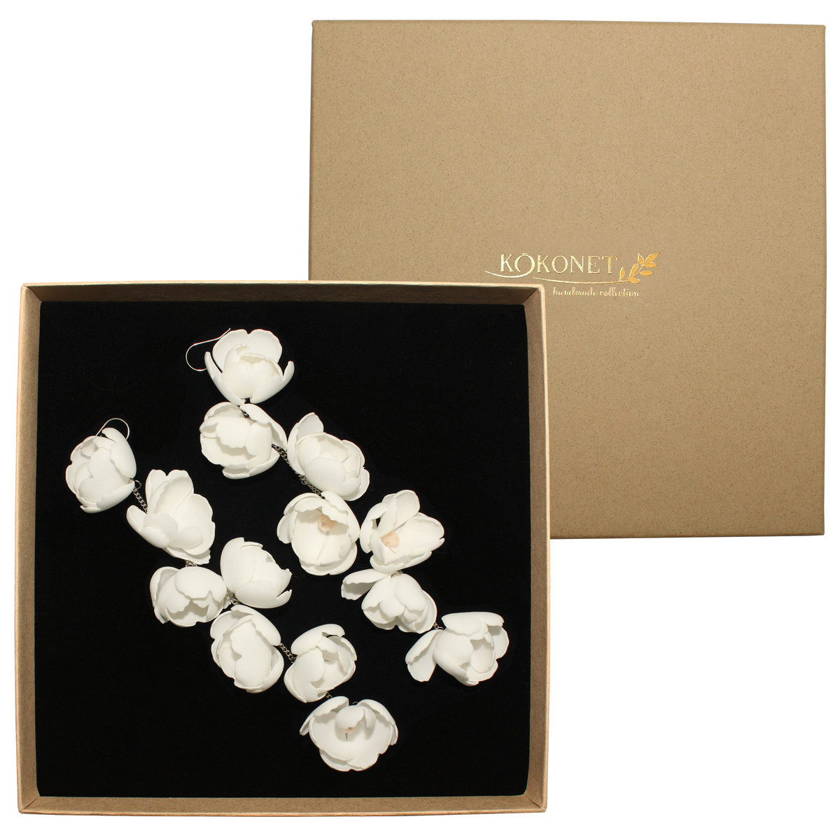 Kolczyki ślubne kwiatowe LIDIA silver Handmade Collection