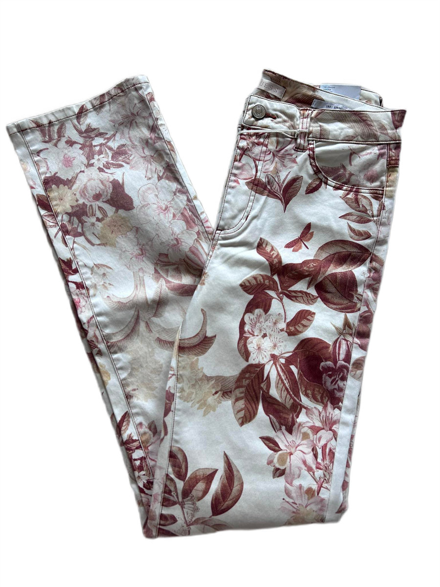 Spodnie damskie Guess 1981 Straight jeansowe białe-W27