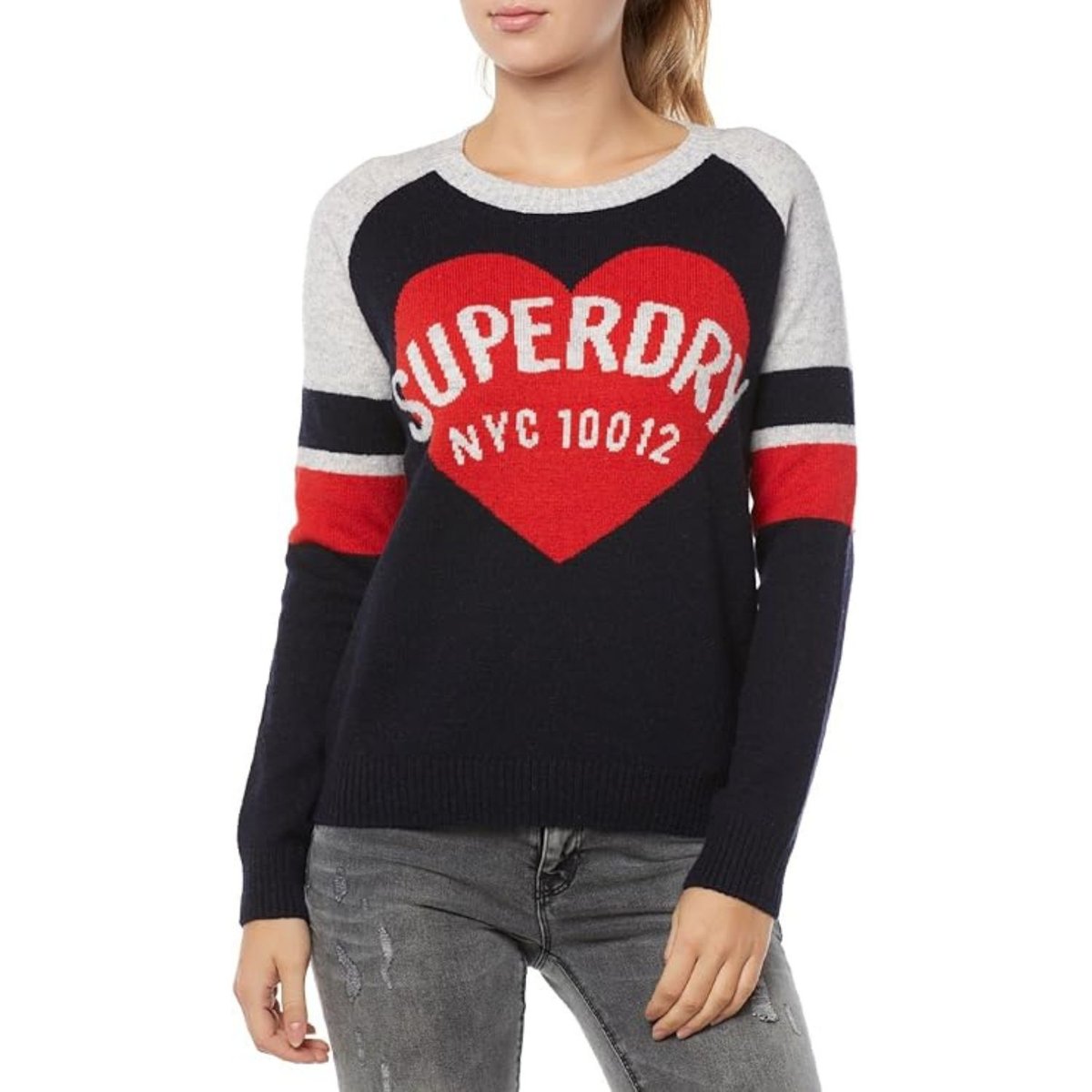 Sweter damski Superdry Varsity Graphic Logo luźny logo-M