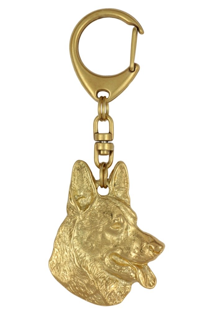 Owczarek niemiecki, Alsatian - pozłocony brelok do kluczy z psem, ozdoba torebki, luksusowy dodatek marki Art-Dog
