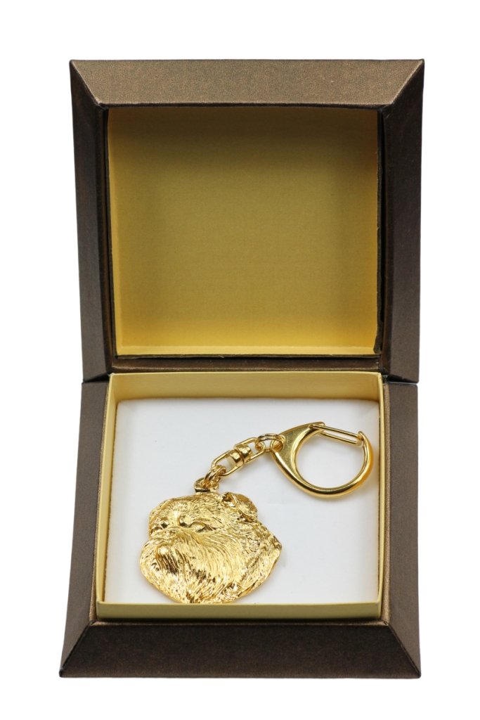 Gryfonik brukselski, Griffon bruxellois I - pozłocony brelok do kluczy z psem w pudełku prezentowym, ozdoba torebki, luksusowy dodatek marki Art-Dog
