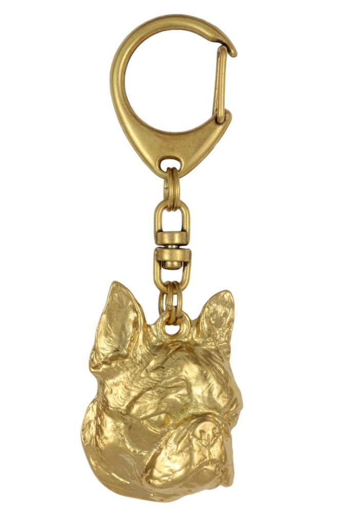 Boston Terrier, Boston Bull Terrier - pozłocony brelok do kluczy z psem, ozdoba torebki, luksusowy dodatek marki Art-Dog