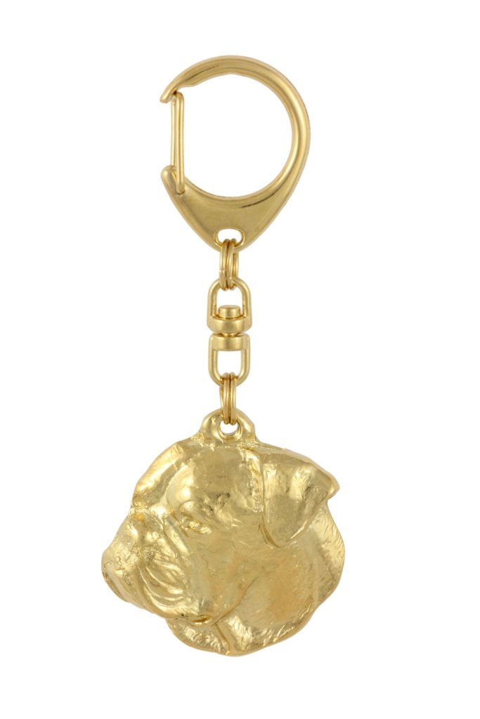 Buldog amerykański - pozłocony brelok do kluczy z psem, ozdoba torebki, luksusowy dodatek marki Art-Dog