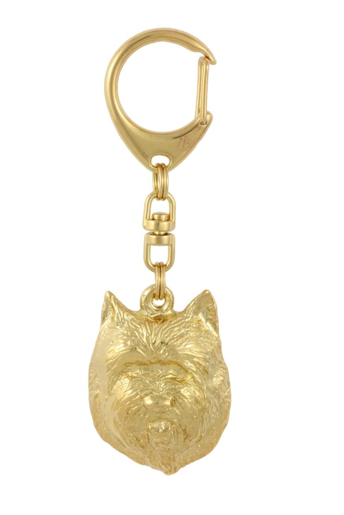Cairn Terrier II - pozłocony brelok do kluczy z psem, ozdoba torebki, luksusowy dodatek marki Art-Dog