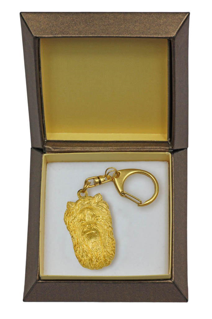 Yorkshire Terrier, York, Jork, Yorkie II - pozłocony brelok do kluczy z psem w pudełku prezentowym, ozdoba torebki, luksusowy dodatek marki Art-Dog
