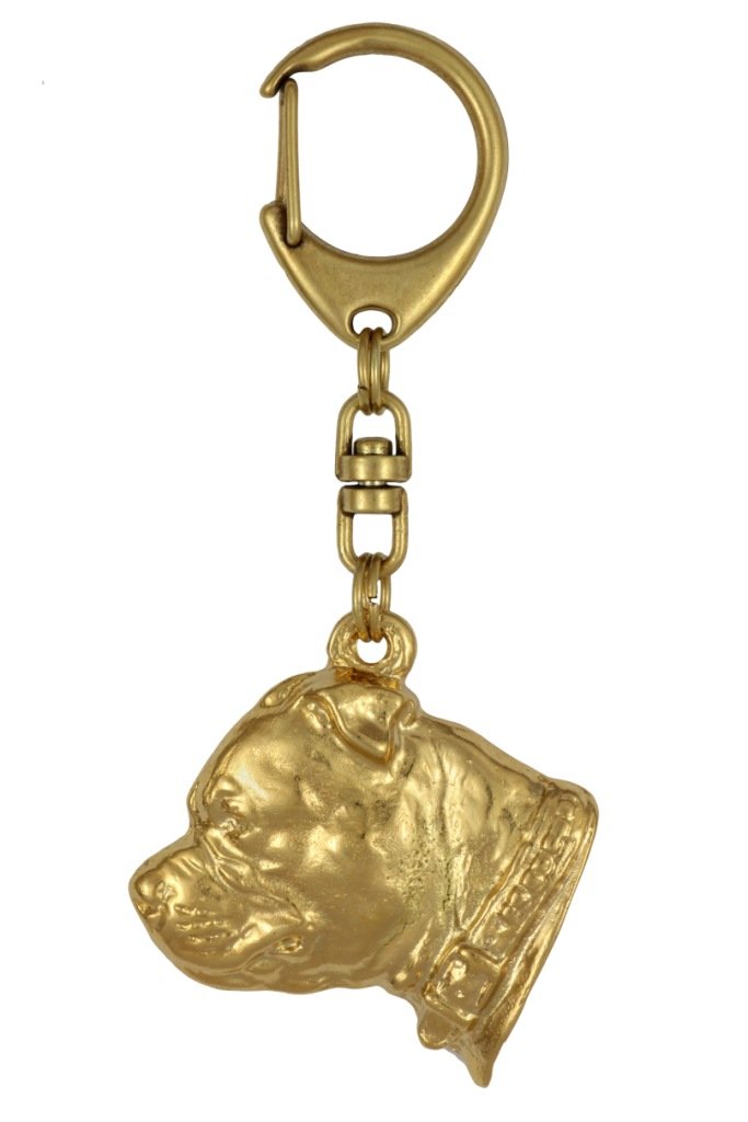Staffordshire Bull Terrier, Staffik, Staffi II - pozłocony brelok do kluczy z psem, ozdoba torebki, luksusowy dodatek marki Art-Dog