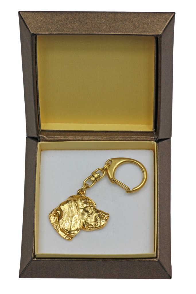 Beagle - pozłocony brelok do kluczy z psem w pudełku prezentowym, ozdoba torebki, luksusowy dodatek marki Art-Dog