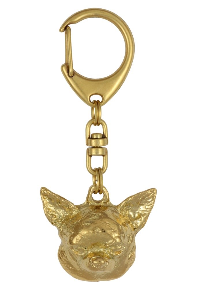 Chihuahua krótkowłosy - pozłocony brelok do kluczy z psem, ozdoba torebki, luksusowy dodatek marki Art-Dog