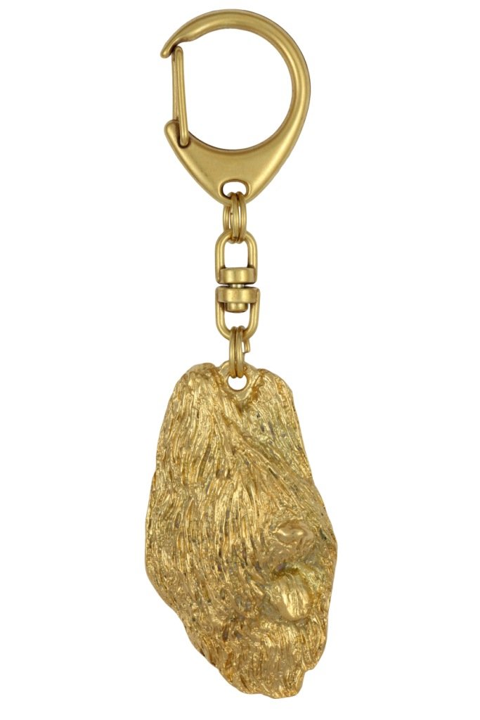 Owczarek francuski Briard, Berger de Brie I - pozłocony brelok do kluczy z psem, ozdoba torebki, luksusowy dodatek marki Art-Dog