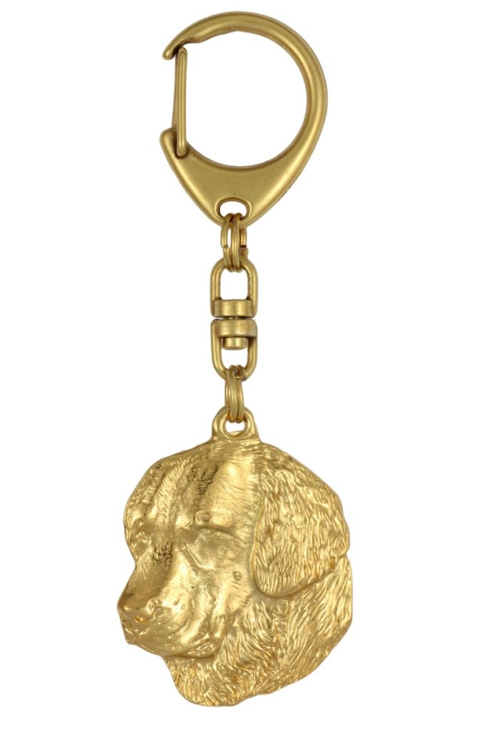 Golden Retriever - pozłocony brelok do kluczy z psem, ozdoba torebki, luksusowy dodatek marki Art-Dog
