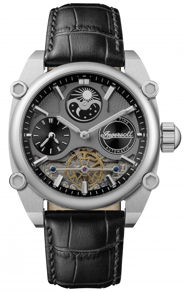 Zegarek męski INGERSOLL I15402 czarny klasyczny open heart