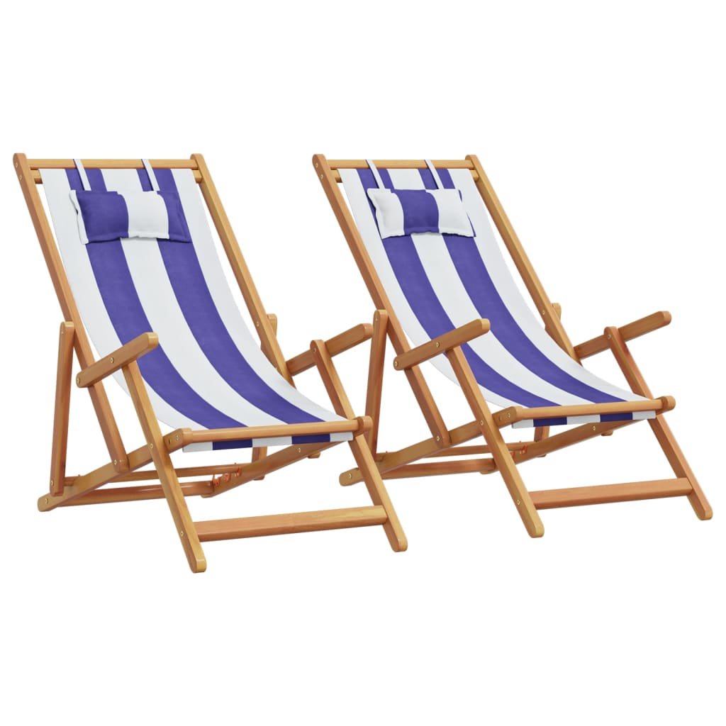 vidaXL Składane krzesła plażowe, 2 szt., niebiesko-białe