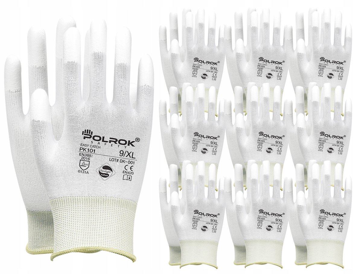 PRECYZYJNE RĘKAWICE ROBOCZE DO PAKOWANIA PACZEK 10PAR ELASTY BEZ SZWÓW 9/XL