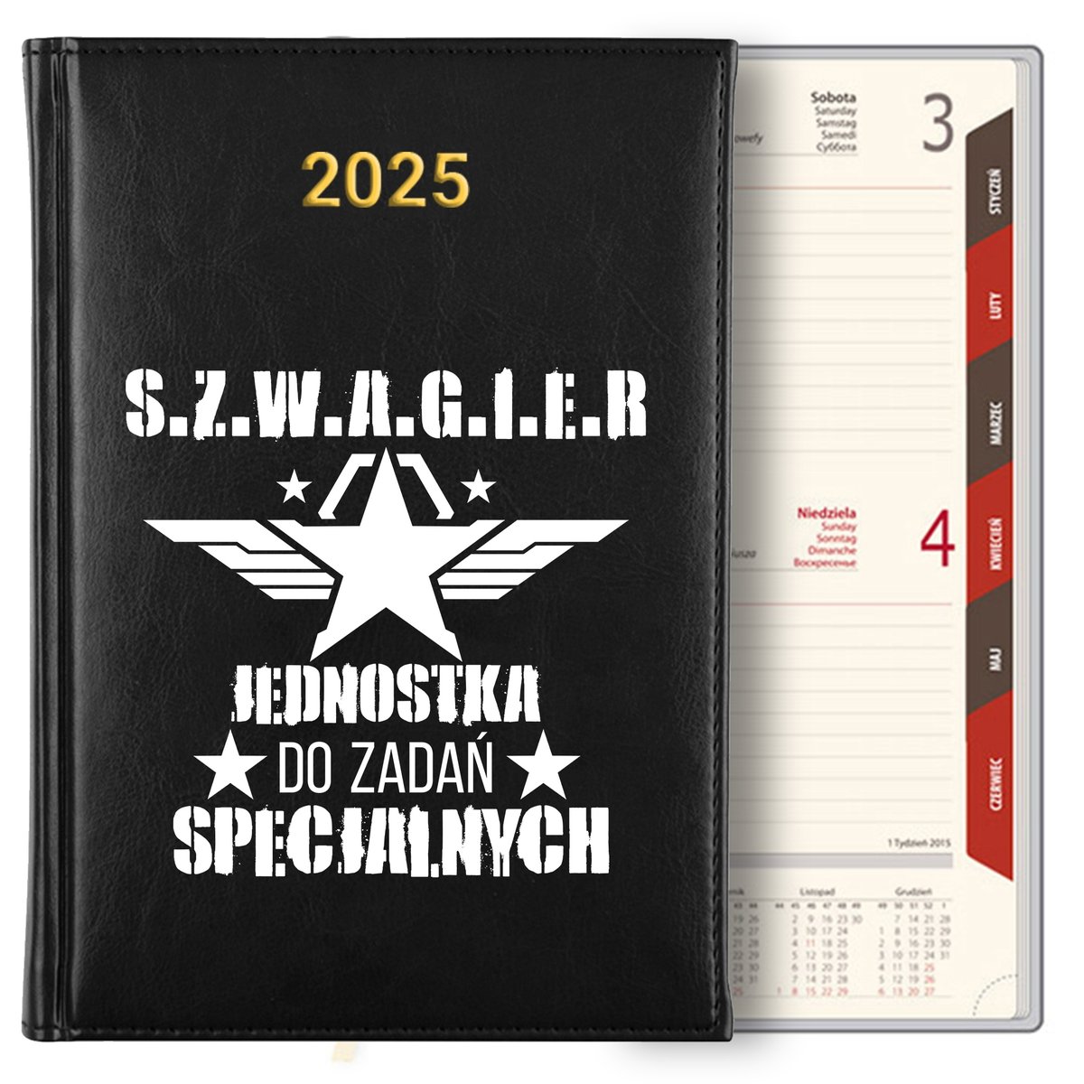 KALENDARZ KSIĄŻKOWY PLANNER TERMINARZ DZIENNY A5 2025 PREZENT DLA SZWAGRA