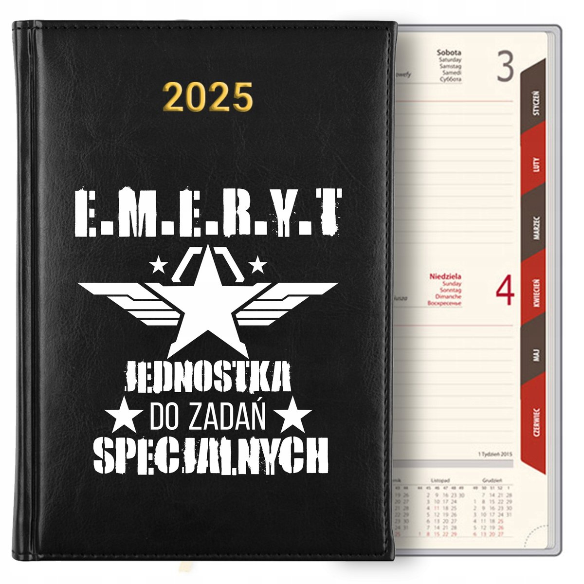 KALENDARZ KSIĄŻKOWY PLANNER TERMINARZ DZIENNY A5 2025 PREZENT DLA EMERYTA