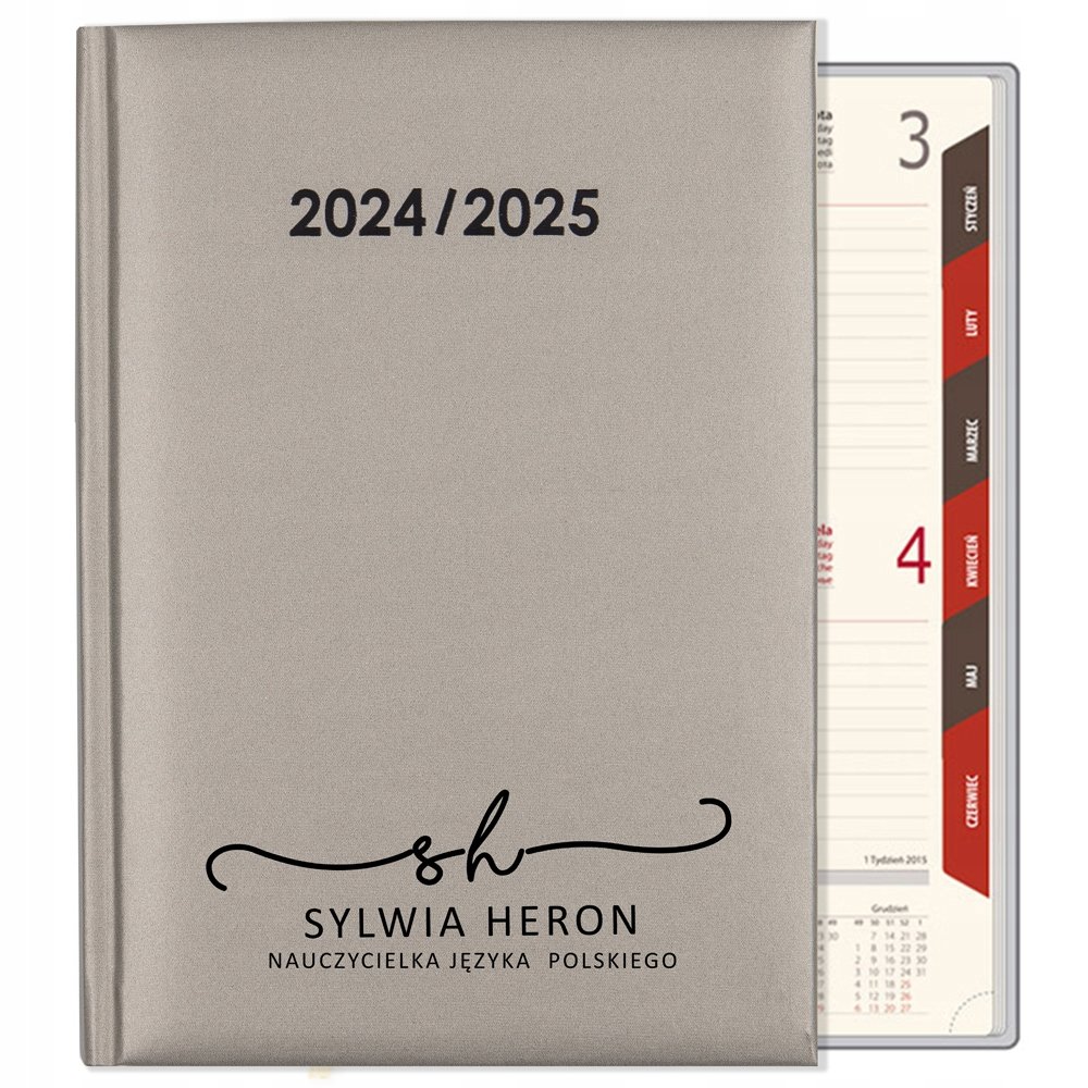 KALENDARZ DLA NAUCZYCIELA 2024/2025 SREBRNY PREZENT TERMINARZ DZIENNY A5 WZ
