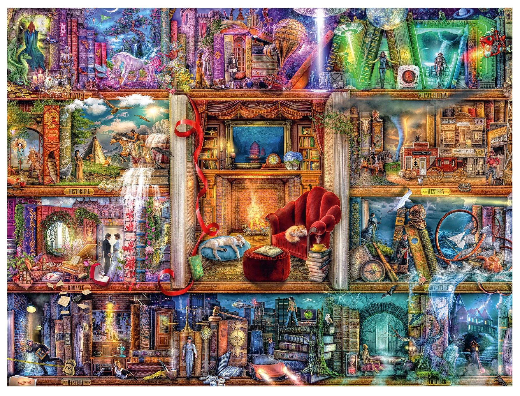 Ravensburger, Puzzle 1500: Bogata biblioteka (12000190). Wiek: 14+