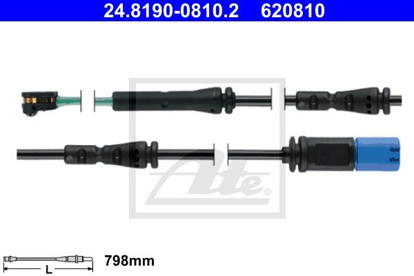 Styk ostrzegawczy, zużycie okładzin hamulcowych ATE 24.8190-0810.2