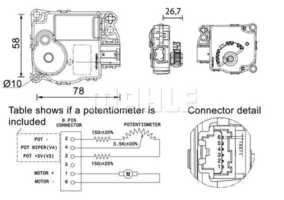 Sterowanie, klapki mieszające Mahle AA 58 000P