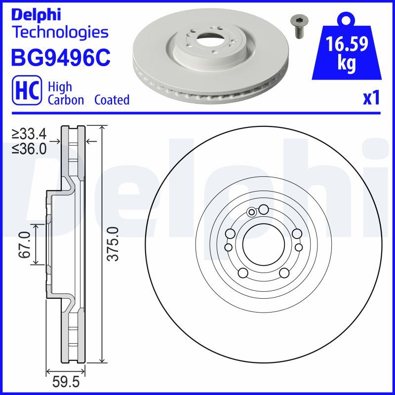 Tarcza hamulcowa Delphi BG9496C