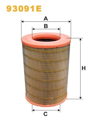WIX FILTERS Filtr powietrza 93091E - Scania P114, R114 10/96>, P124, R124