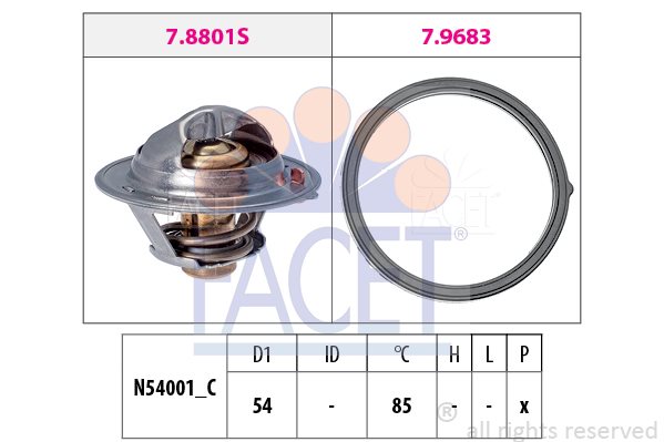 Termostat, płyn chłodzący Facet 7.8803