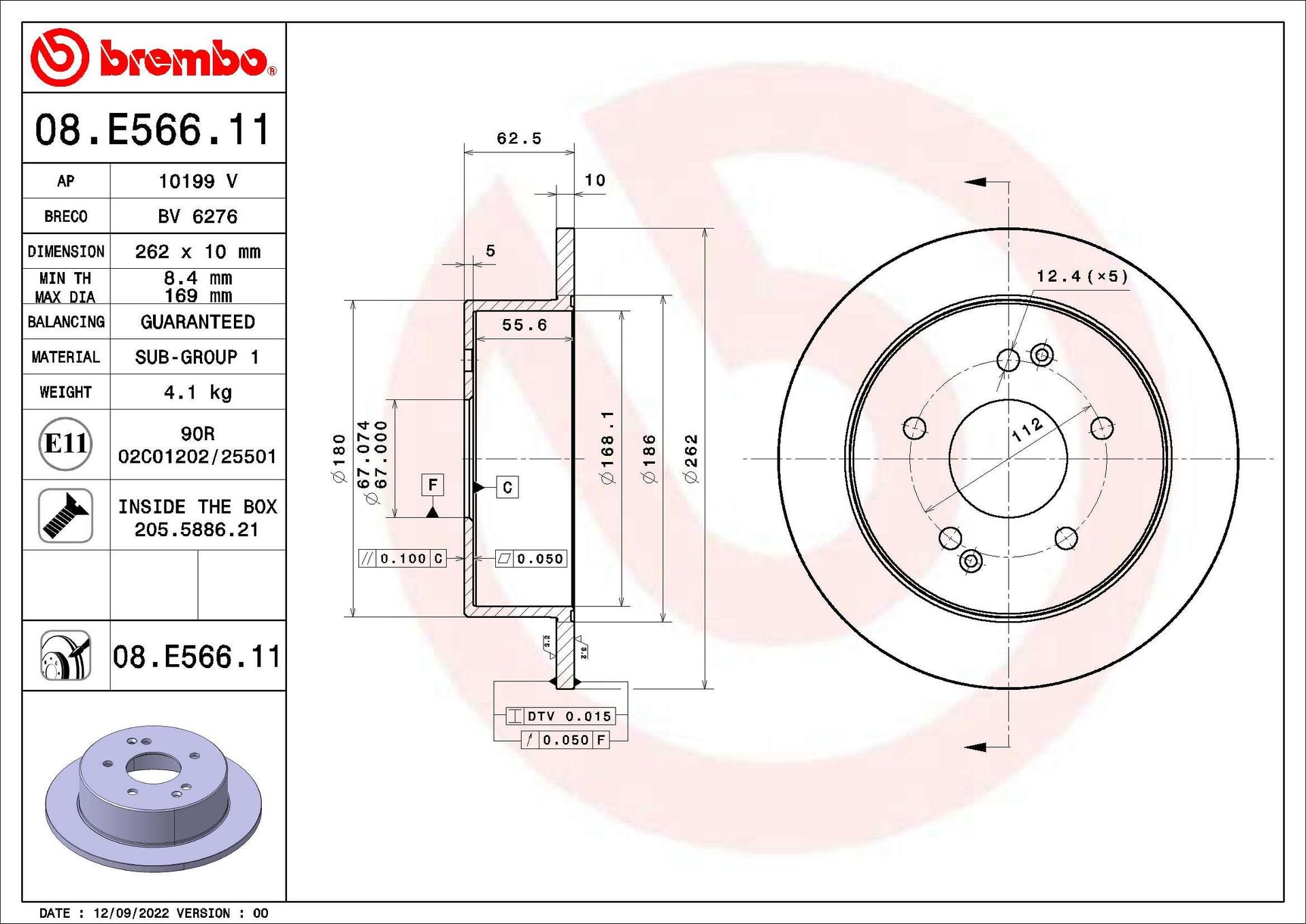 Tarcza hamulcowa BREMBO 08.E566.11  w 24 h. Do 100 dni na zwrot. 100 tys. Klientów.