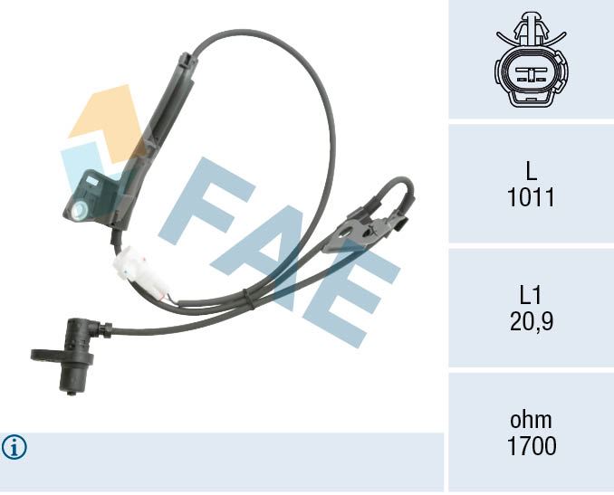 Czujnik, prędkość obrotowa koła FAE 78561