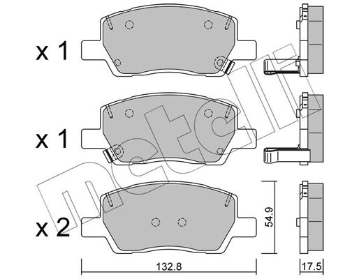 Zestaw klocków hamulcowych, hamulce tarczowe Metelli 22-1296-0