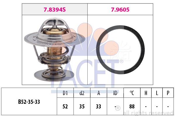 Termostat, płyn chłodzący Facet 7.8483
